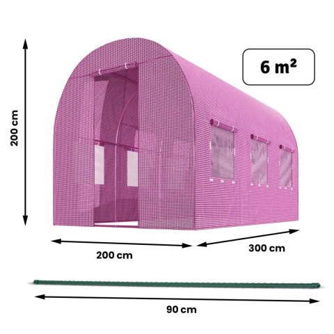 Tunel ogrodowy 2 x 3 m (6m2) różowy Plonos Tunel ogrodowy 2 x 3 m (6m2) różowy Plonos