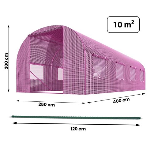 Tunel ogrodowy 2,5 x 4 m (10m2) różowy Plonos Tunel ogrodowy 2,5 x 4 m (10m2) różowy Plonos