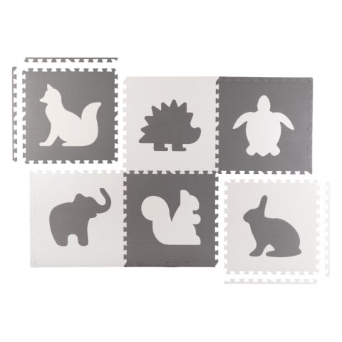 Duża mata piankowa, puzzle, zwierzątka białe i szare 6 szt Duża mata piankowa, puzzle, zwierzątka białe i szare 6 szt