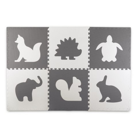 Duża mata piankowa, puzzle, zwierzątka białe i szare 6 szt Duża mata piankowa, puzzle, zwierzątka białe i szare 6 szt