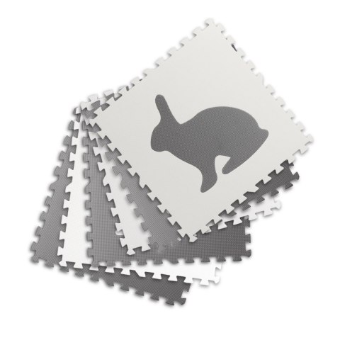 Duża mata piankowa, puzzle, zwierzątka białe i szare 6 szt Duża mata piankowa, puzzle, zwierzątka białe i szare 6 szt
