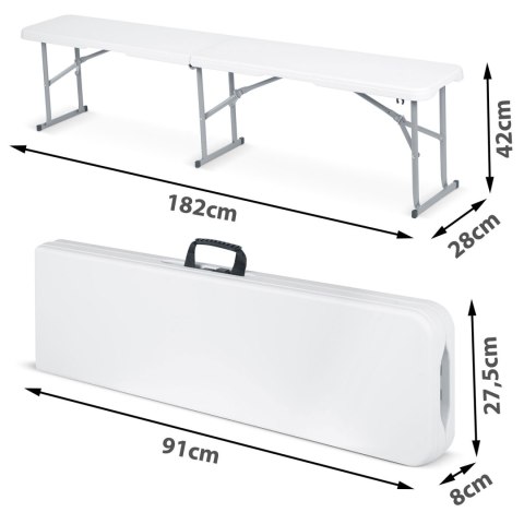 Ławka ogrodowa składana 180 cm Plonos biała Ławka ogrodowa składana 180 cm Plonos biała