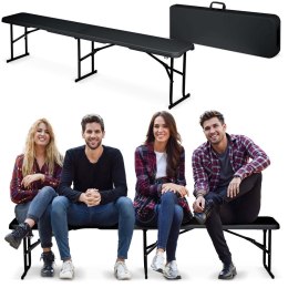 Ławka ogrodowa składana 180 cm Plonos czarna