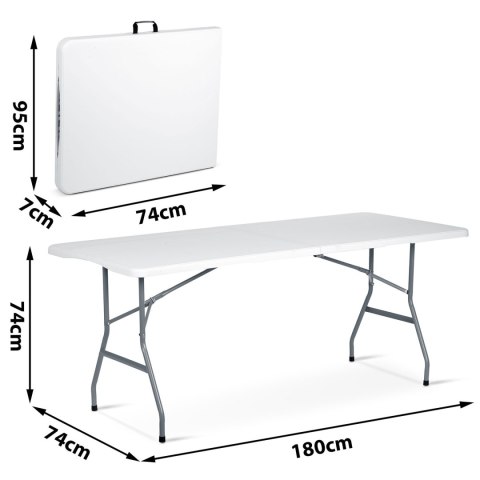 Stół ogrodowy składany 180 cm Plonos biały Stół ogrodowy składany 180 cm Plonos biały