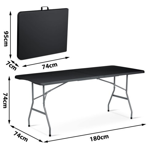 Stół ogrodowy składany 180 cm Plonos czarny Stół ogrodowy składany 180 cm Plonos czarny
