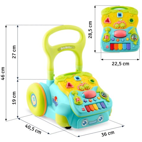 Chodzik edukacyjny z muzyką 2w1 RK-744 Ricokids turkusowy Chodzik edukacyjny z muzyką 2w1 RK-744 Ricokids turkusowy