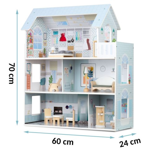 Duży Drewniany domek dla lalek 3-piętrowy Ricokids RK-878 Duży Drewniany domek dla lalek 3-piętrowy Ricokids RK-878