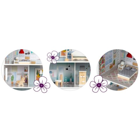 Duży Drewniany domek dla lalek 3-piętrowy Ricokids RK-878 Duży Drewniany domek dla lalek 3-piętrowy Ricokids RK-878