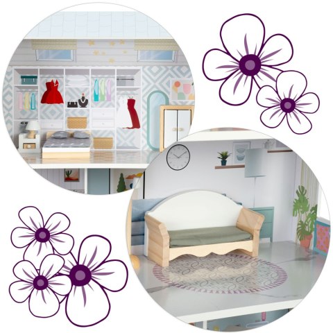 Duży Drewniany domek dla lalek 3-piętrowy Ricokids RK-878 Duży Drewniany domek dla lalek 3-piętrowy Ricokids RK-878