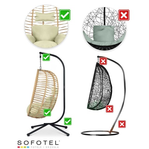 Fotel ogrodowy wiszący Toskana czarny + beżowe poduszki Sofotel Fotel ogrodowy wiszący Toskana czarny + beżowe poduszki Sofotel