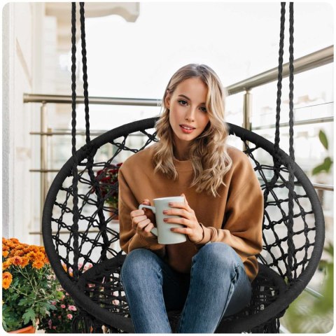 Fotel ogrodowy wiszący huśtawka BOHO czarny Fotel ogrodowy wiszący huśtawka BOHO czarny