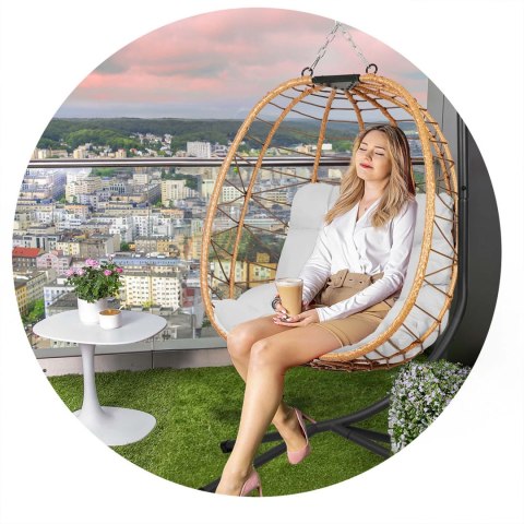 Fotel ogrodowy wiszący Tihuana brązowy + szare poduszki Sofotel Fotel ogrodowy wiszący Tihuana brązowy + szare poduszki Sofotel