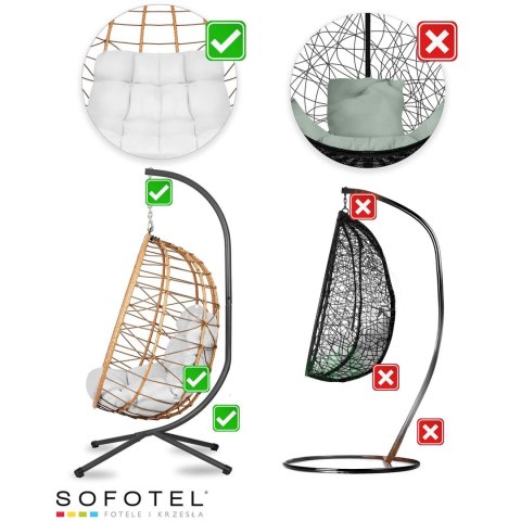 Fotel ogrodowy wiszący Tihuana brązowy + szare poduszki Sofotel Fotel ogrodowy wiszący Tihuana brązowy + szare poduszki Sofotel