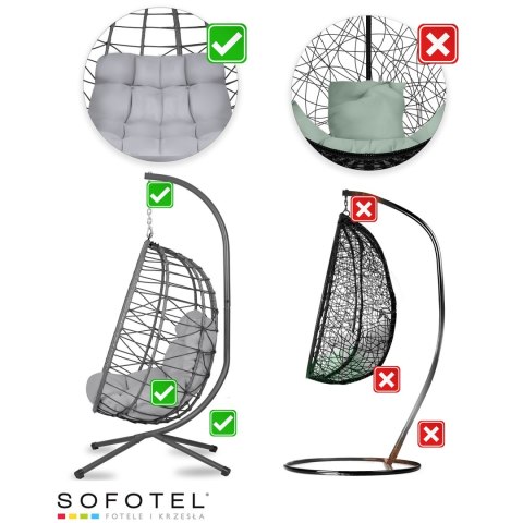 Fotel ogrodowy wiszący Tihuana szary + szare poduszki Sofotel Fotel ogrodowy wiszący Tihuana szary + szare poduszki Sofotel